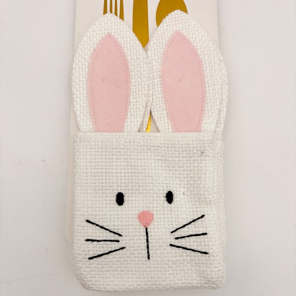 Isaac Mizrahi New York Set of 4 Bunny Utensil Holders Easter Tableware - Picture 4 of 4